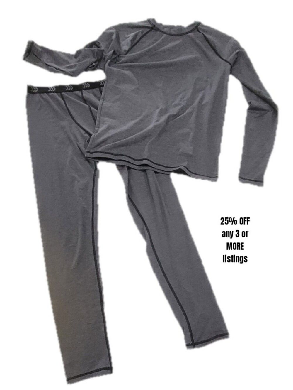 Youth's Gray Thermal Long Sleeve Top & Leggings Set All In Motion Size XL